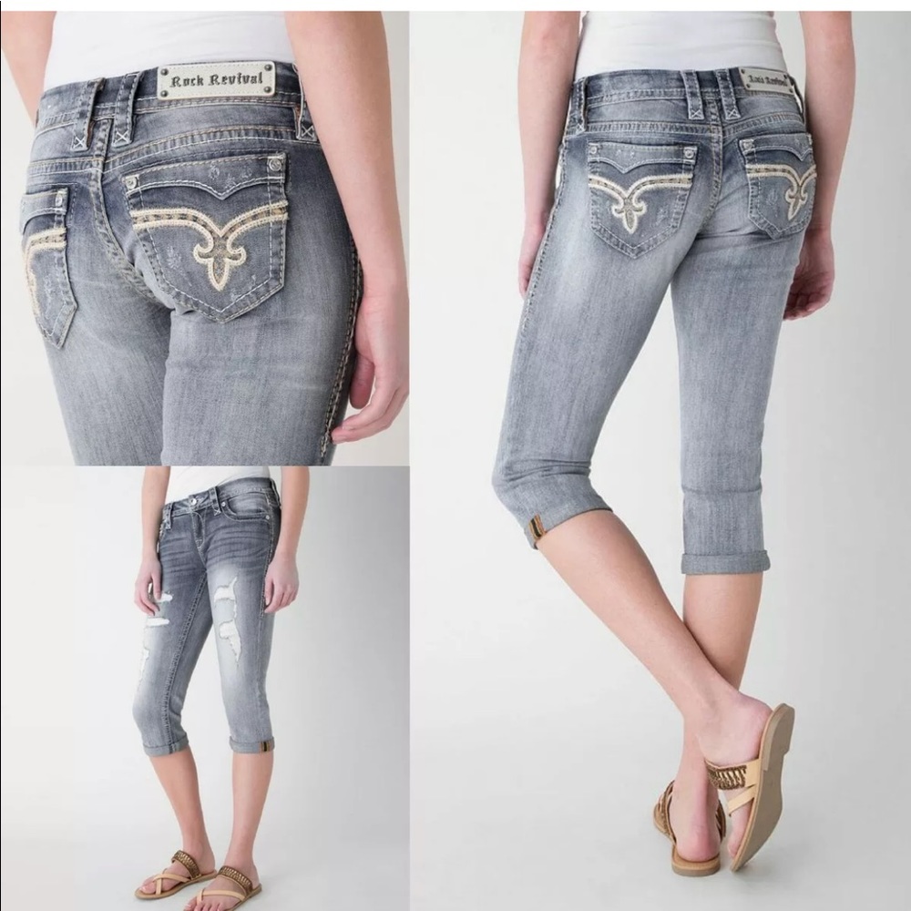 Rock Revival Jeans Low Rise Vivian Cropped Ripped